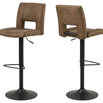 Scaun de bar Sylvia, Actona, 41.5x52x115 cm, rotativ, poliester/otel, maro deschis imagine