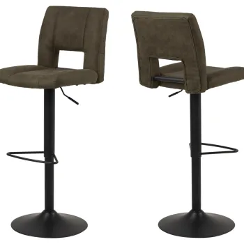 Scaun de bar Sylvia, Actona, 41.5x52x115 cm, rotativ, poliester/otel, verde olive imagine