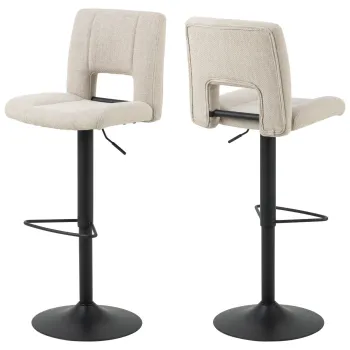 Scaun de bar Sylvia, Actona, 41.5x52x115 cm, rotativ, tesatura structurata/otel, bej imagine