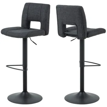 Scaun de bar Sylvia, Actona, 41.5x52x115 cm, rotativ, tesatura structurata/otel, gri inchis imagine