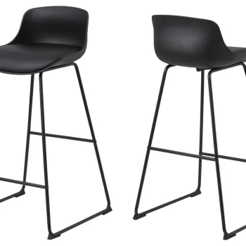 Scaun de bar Tina, Actona, 43x49x94 cm, piele ecologica/otel, negru imagine