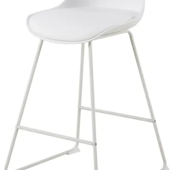 Scaun de bar Tina, Actona, 50x49x84 cm, piele ecologica/otel, alb imagine