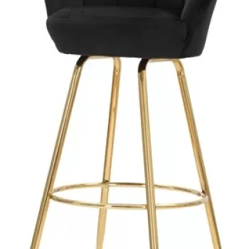 Scaun de bar Vienna, Mauro Ferretti, 55x55x110 cm, catifea, negru imagine