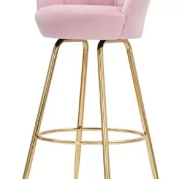 Scaun de bar Vienna, Mauro Ferretti, 55x55x110 cm, catifea, roz imagine