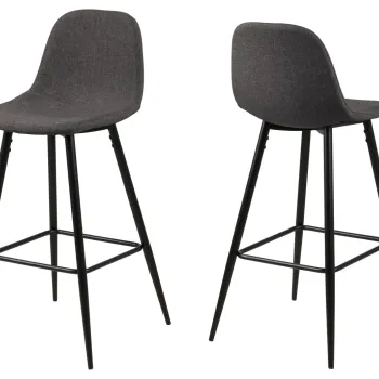 Scaun de bar Wilma, Actona, 43.5x48.5x91 cm, poliester/otel, gri imagine