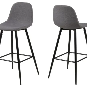 Scaun de bar Wilma, Actona, 43.5x48.5x91 cm, poliester/otel, gri deschis imagine