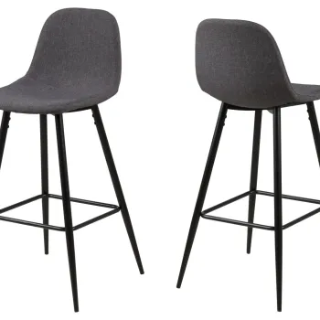 Scaun de bar Wilma, Actona, 46.6x51x101 cm, poliester/otel, gri imagine