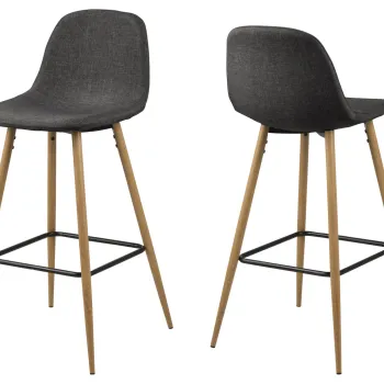 Scaun de bar Wilma, Actona, 46.6x51x101 cm, poliester/otel, gri/natural imagine