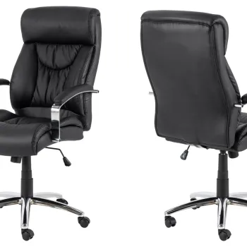 Scaun de birou Benson, Actona, 64.5x83x120 cm, rotativ, piele ecologica/otel, negru imagine