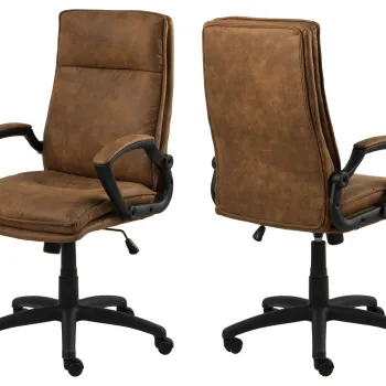 Scaun de birou Brad, Actona, 67x69.5x115 cm, rotativ, poliester/nailon, camel imagine