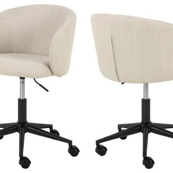 Scaun de birou Eleanor, Actona, 56x57x83 cm, rotativ, tesatura structurata/otel, bej imagine