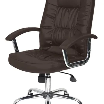 Scaun de birou ergonomic, Bedora Abraj, piele ecologica, maro imagine