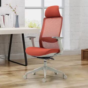 Scaun de birou ergonomic, Bedora Ergo, textil/mesh, caramiziu imagine