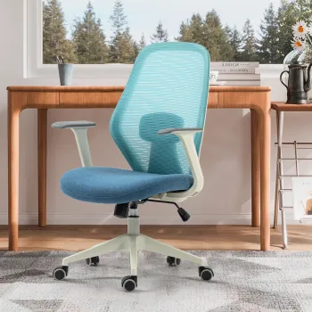 Scaun de birou ergonomic, Bedora Harry, mesh, albastru imagine