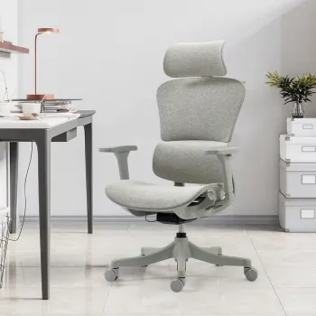 Scaun de birou ergonomic, Bedora Human, textil, gri imagine