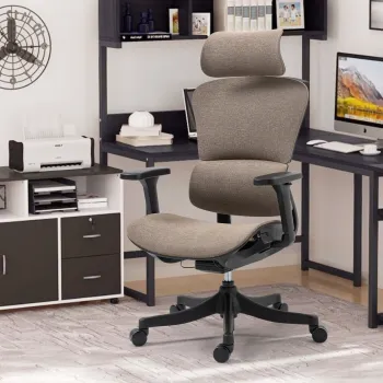 Scaun de birou ergonomic, Bedora Human, textil, maro imagine