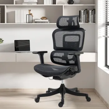 Scaun de birou ergonomic, Bedora Premium, mesh, negru imagine