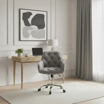 Scaun de birou Fussy, Homla, 61x57x80-90 cm, metal/poliester, gri imagine
