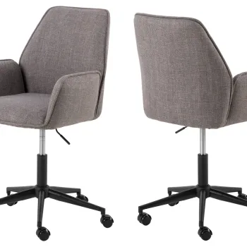 Scaun de birou Glenda, Actona, 59.5x61.5x99 cm, rotativ, tesatura structurata/otel, gri maro deschis imagine