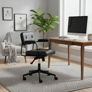 Scaun de birou, Hanah Home, Jupi 60, 60x87x60 cm, Metal, Negru imagine