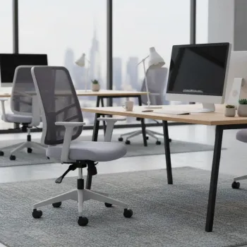 Scaun de birou, Hanah Home, Leto 108, 62x108x68 cm, Plastic, Gri imagine