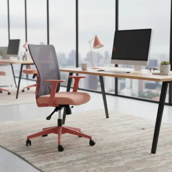 Scaun de birou, Hanah Home, Lumbar 108, 61x108x68 cm, Plastic, Roz somon imagine