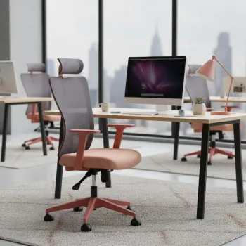 Scaun de birou, Hanah Home, Lumbar 126, 61x126x68 cm, Plastic, Roz somon imagine