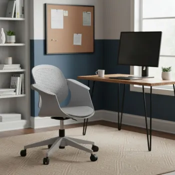 Scaun de birou, Hanah Home, Sisa, 70x90x70 cm, Plastic, Gri imagine