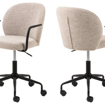 Scaun de birou Patricia, Actona, 59x50x93.5 cm, rotativ, tesatura Boucle/otel, bej imagine