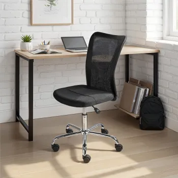 Scaun de birou pentru copii Bonnie, Inter Link, 43x42x88-98 cm, rotativ, metal/poliuretan, negru imagine