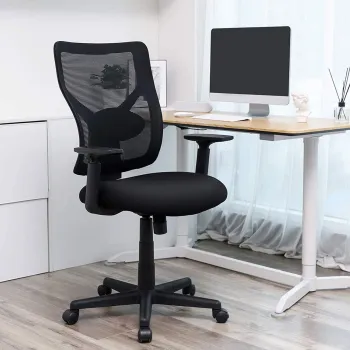 Scaun de birou, Songmics, ergonimic, suport lombar reglabi, sezut cu arcuri, max 120 kg, negru imagine