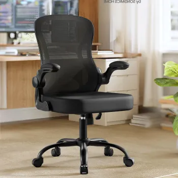 Scaun de birou, Songmics, functie de inclinare, cotiere rabatabile, 56x60x83.3-93.3 cm, 110 kg, gri dove imagine