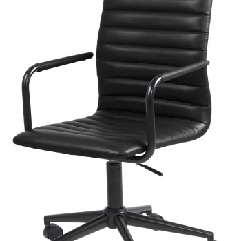 Scaun de birou Winslow, Actona, 51x58x103 cm, rotativ, piele ecologica/otel, negru imagine