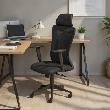 Scaun de birou XL Administrator, Inter Link, 52x50x128-133 cm, rotativ, poliester, negru imagine