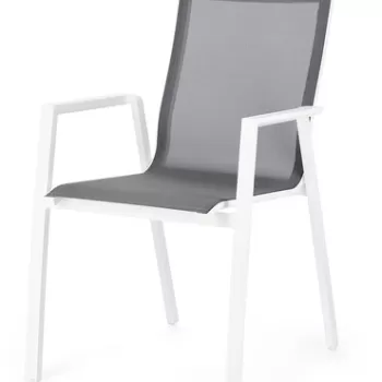 Scaun de gradina Krion, Bizzotto, 56 x 61.5 x 88 cm, aluminiu/textilena 1x1, alb imagine