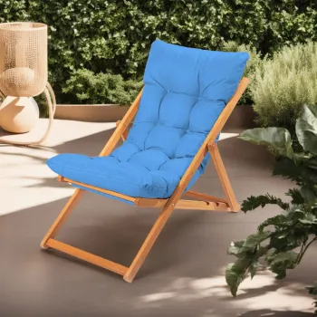 Scaun de gradina, Meya Dekor, My006, 59x90x44 cm, Lemn de fag, Albastru / Natural imagine