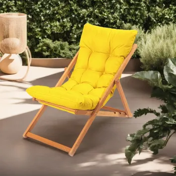 Scaun de gradina, Meya Dekor, My006, 59x90x44 cm, Lemn de fag, Galben / Natural imagine