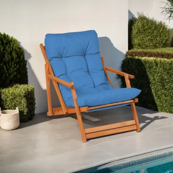 Scaun de gradina, Meya Dekor, My008, 50x81x50 cm, Lemn de fag, Albastru / Natural imagine