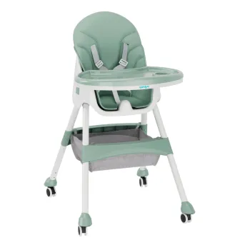 Scaun de masa pentru bebelusi 2 in 1, U-Grow, 43x27x50.5 cm, piele ecologica/textil, alb/verde imagine