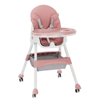 Scaun de masa pentru bebelusi 2 in 1, U-Grow, 44x27x50.5 cm, piele ecologica/textil, alb/roz imagine