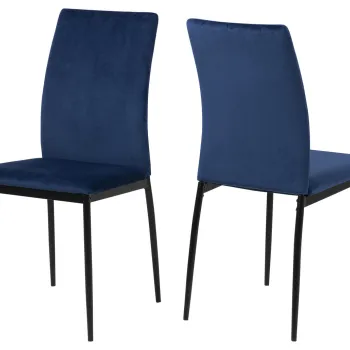 Scaun Demina, Actona, 43.5x53x92 cm, catifea/otel, albastru inchis imagine