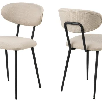 Scaun Denise, Actona, 43.5x53x78.5 cm, tesatura structurata/otel, bej imagine