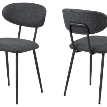 Scaun Denise, Actona, 43.5x53x78.5 cm, tesatura structurata/otel, gri inchis imagine