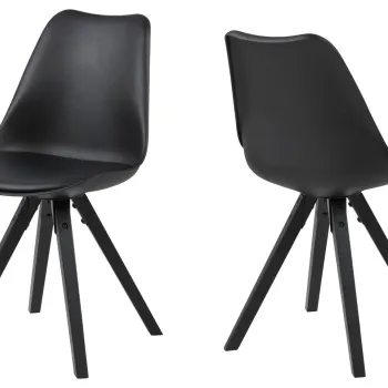 Scaun Dima, Actona, 48.5x55x85 cm, piele ecologica/lemn de cauciuc, negru imagine