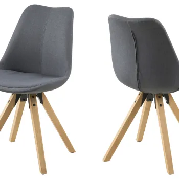 Scaun Dima, Actona, 48.5x55x85 cm, poliester/lemn de cauciuc, gri inchis imagine