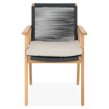 Scaun dining Bergen, 60x55x85 cm, lemn acacia/poliester, gri imagine