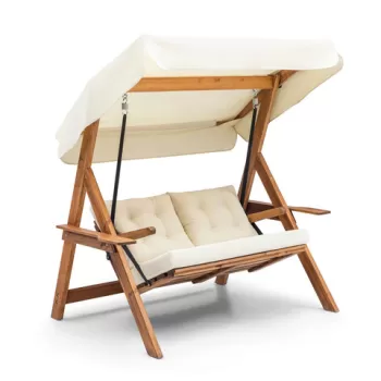 Scaun dublu balansoar de gradina, Hudson, Galata Swing S2, Crema imagine