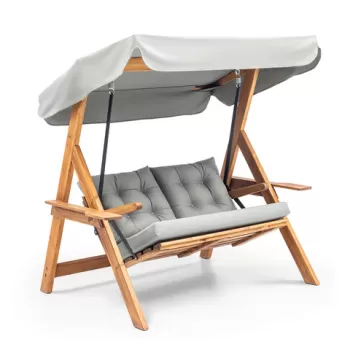 Scaun dublu balansoar de gradina, Hudson, Galata Swing S2, Gri imagine