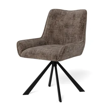 Scaun Eddie, Actona, 59x56x81 cm, rotativ, tesatura Chenille/otel, maro pudrat imagine