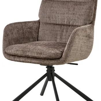 Scaun Edgar, Actona, 61x67x94 cm, rotativ, tesatura Chenille/otel, maro pudrat imagine